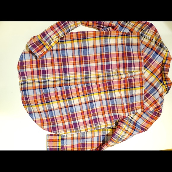 J. Crew  bright rainbow multi color plaid button down size mens S - Picture 12 of 12